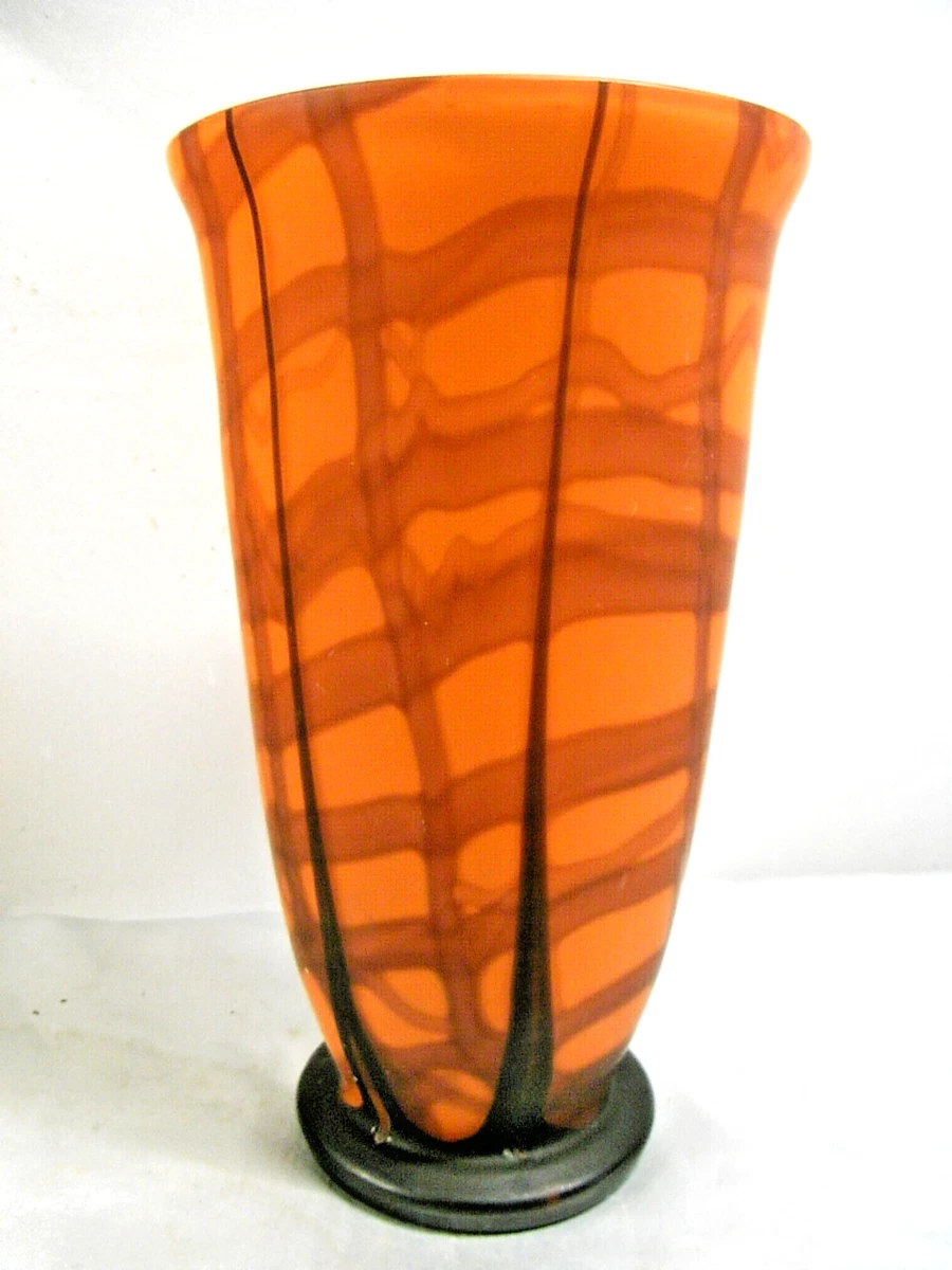 Petit Vase Dieppe Orange Avec Motif Bateau - Déco Nautique Authentique