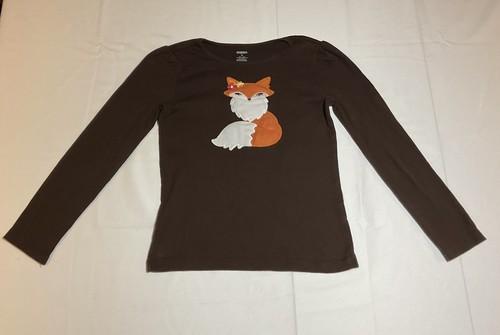 Gymboree Mädchen Größe 10 braun bestickt Fuchs Baumwolle Langarm