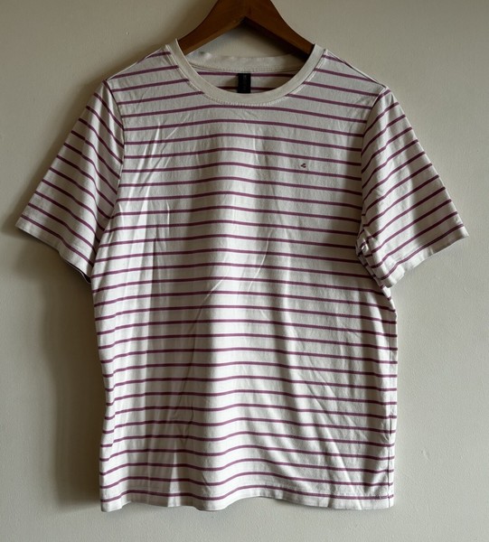 HUFFER Ladies T-shirt Size 6 Oversized Cotton Stripe Peggy Free Top Short Sleeve