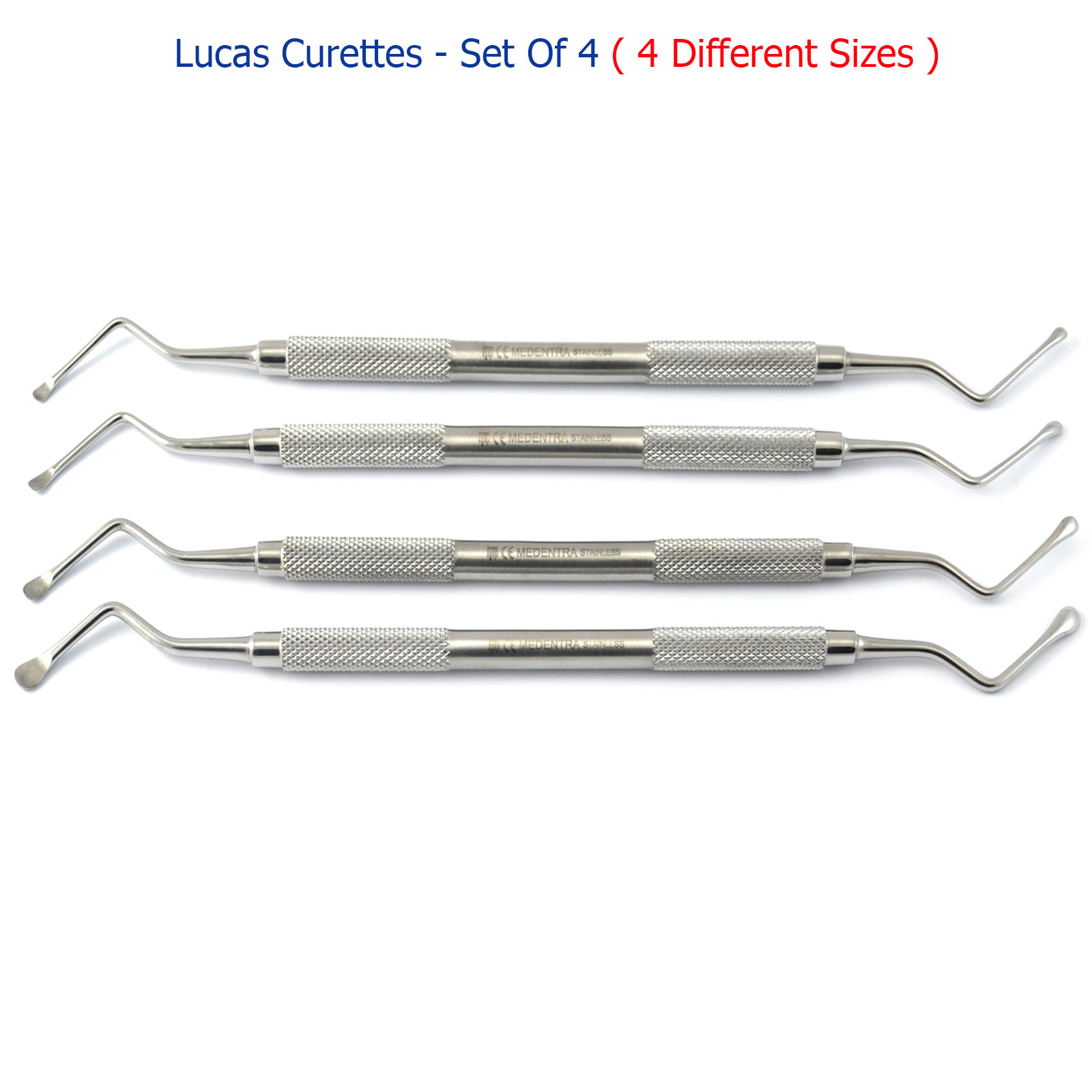MEDENTRA® 4PCS Sizes Bone Lucas Curettes Surgical Curettage Cyst