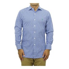 Polo Ralph Lauren Slim Fit Stretch Poplin Button-Down Gingham Print Shirt - Blue