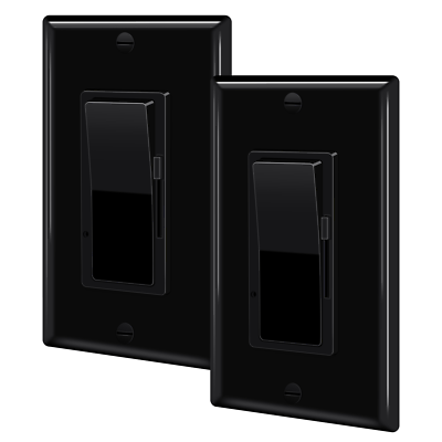#ad 2 Packs Black Decora Rocker Dimmer Single amp; 3 Way Switch CFL 600W LED 150W $23.10