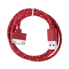 3ft 1m FABRIC BRAIDED CHARGER CABLE power USB FOR apple iphone 4 4S ipod 2 3