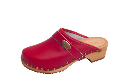 Cuir Wholeselling Sabot Bois Femme CLOGERS Holzclogs Damen Rot