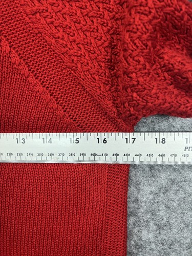 Jones New York Sweater Womens PS Red Open Knit Crew Top Shirt Long Sleeve Ladies - Picture 7 of 10