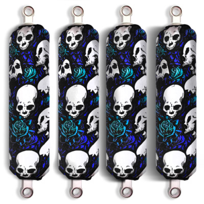 Blue Skull Shock Covers Yamaha BigBear 400 Grizzly Kodiak 350 400 450 660 700