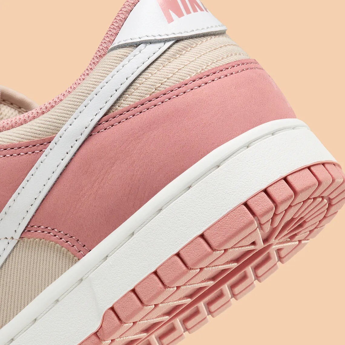 Nike Dunk Low Retro PRM Shoes Red Stardust Pink White Tan  display picture 1