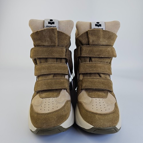 ISABEL MARANT Balskee $770 Toffee/Taupe Suede And Leather Wedge Sneakers New - 第 4/10 張圖片