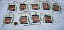 9~Christmas~Primitive~Folk Art~Saltbox~House~Linen Cardstock~Gift~Hang~Tags