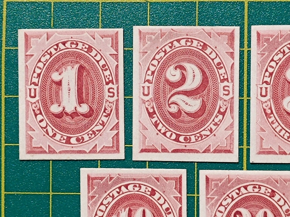 US Stamps, Scott #J22P4-J28P4, Official Trial Color PROOF on card, XF - Image 2 of 4