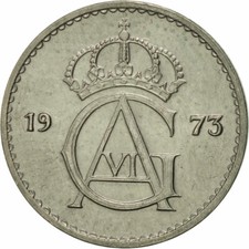 #420222 M&uuml;nze, Schweden, Gustaf VI, 10 &Ouml;re, 1973, VZ, Copper-nickel, KM:835