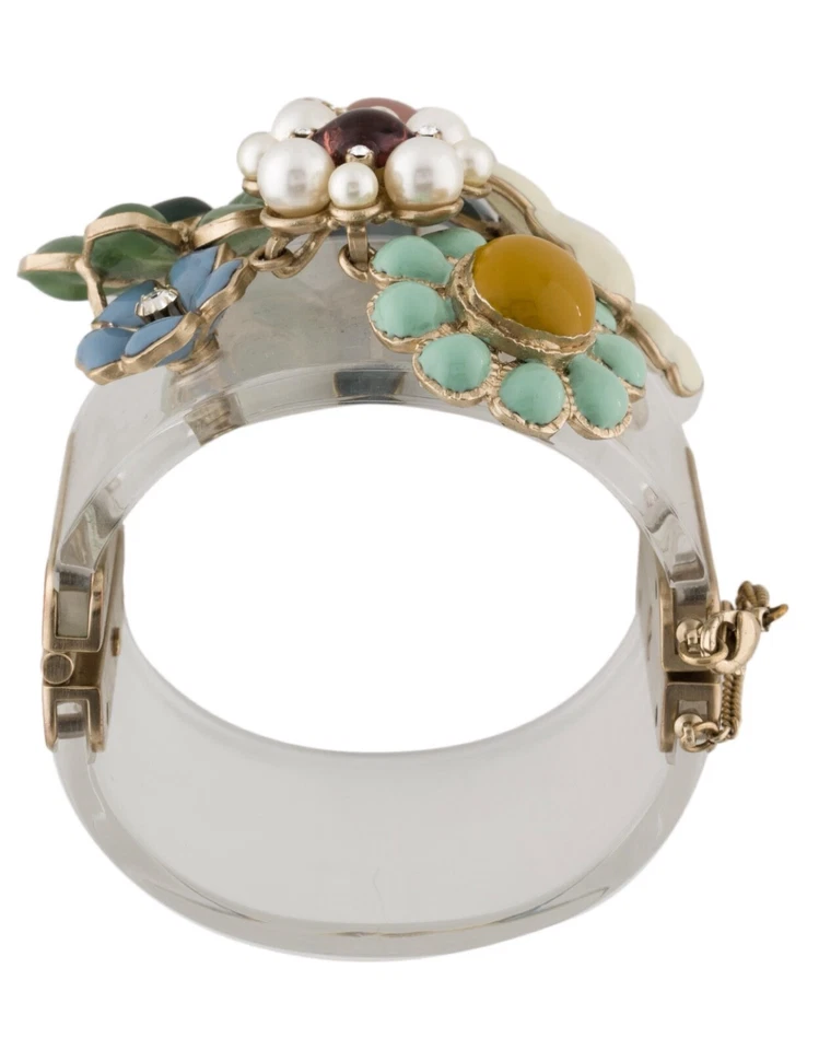 Brazalete Chanel Cuff 2014 Métiers d'Art Paris Gripoix Primavera Perla Floral Foto 4 de 4
