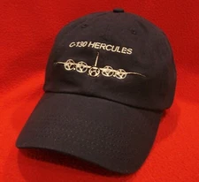 USAF Lockheed C-130 Hercules Front View low-profile dk blue Aviator ball cap hat