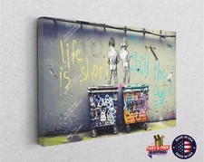 Banksy Peeing Boys Life is Short Chill Canvas Decor Art Print Room Painting