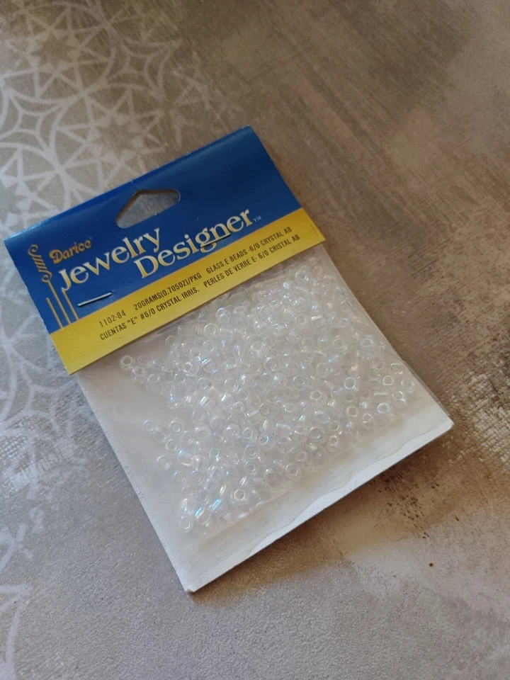 Cuentas de vidrio transparente AB iris blanco talla 6/E vintage sin usar stock antiguo 4 mm Darice Foto 2 de 4