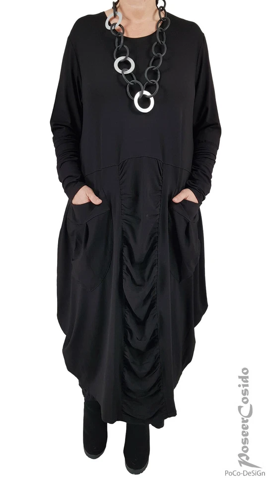 PoCo DeSiGn LAGENLOOK Ballon-Kleid 44 46 48 50 52 54 56 58 L-XL-XXL-XXXL schwarz - Bild 2 von 4