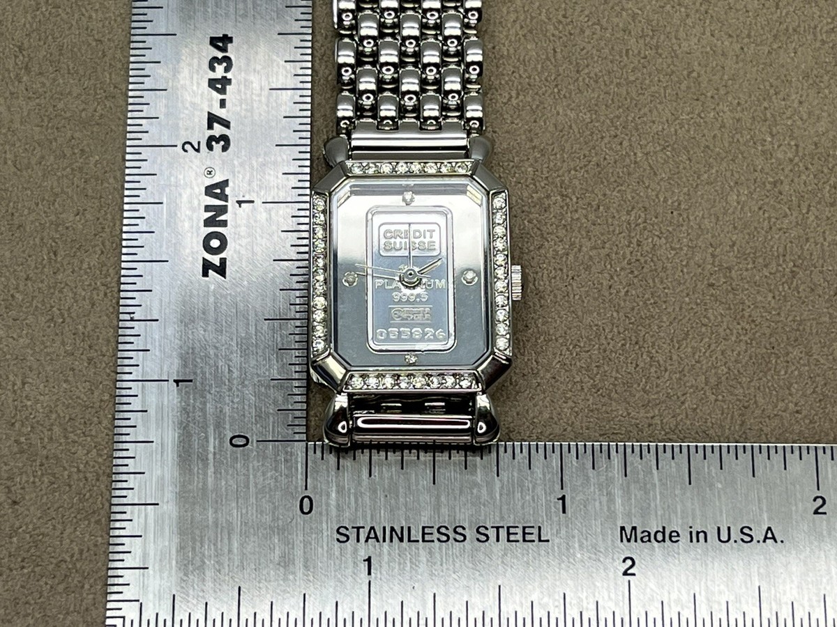 Credit Suisse 999 Platinum Womens CZ Diamond Accent Valcambi