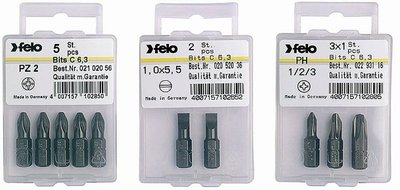 Felo 0715710300 Torx T9 x 1in Bits on 1/4in stock - 2 per pkg