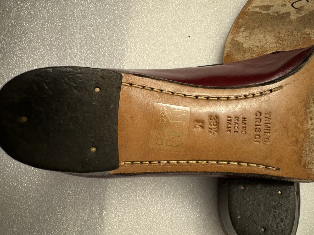 Vintage TANINO CRISCI Burgundy Cordovan Leather Low Heel Bow
