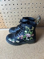 DR. MARTENS 1460 Girls Bloom Hydro Boots toddler size 10 Black Floral