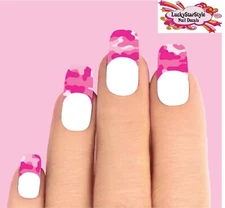 Waterslide Nail Decal Tips Set of 10 - Pink Camo Camouflage 