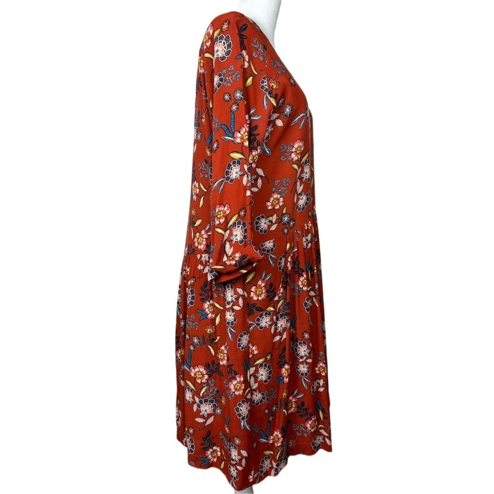 Vestido midi granate Hill rojo floral cuello en V con bolsillos para mujer talla 8 Foto 2 de 4