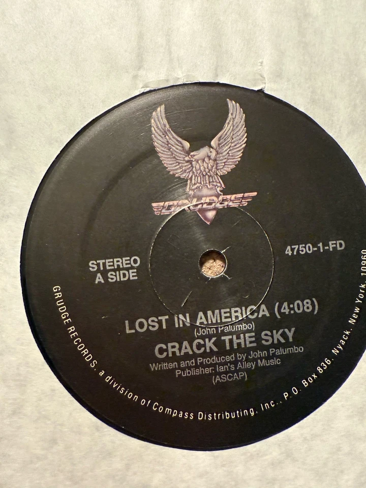 Crack The Sky ‎“Lost In America” PROMO 12" Vinyl Single Grudge Records 1989 - Image 3 of 4