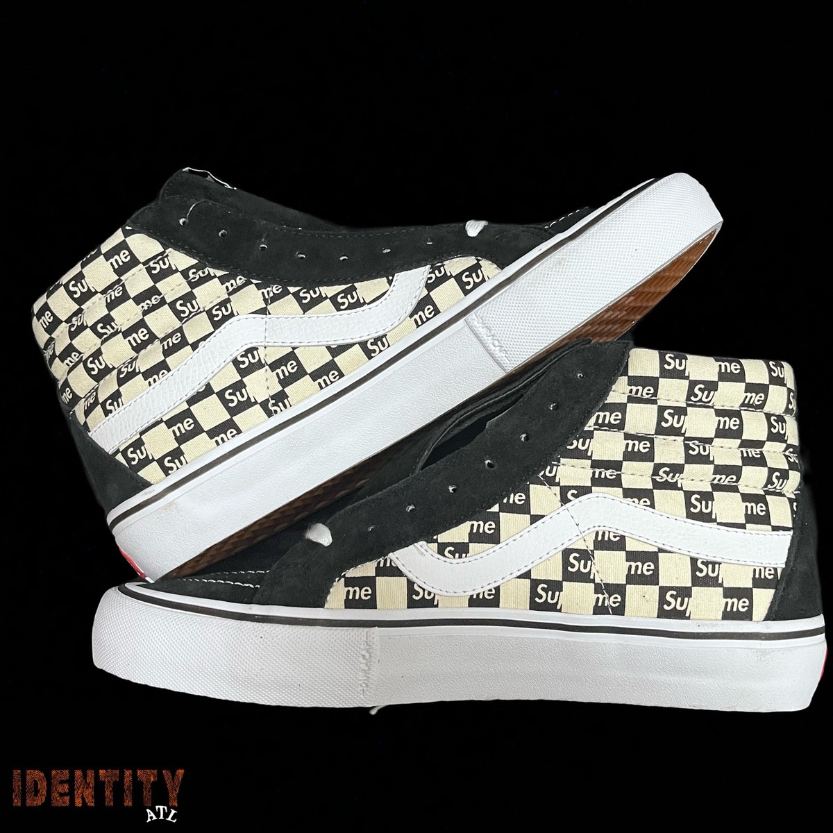 Size 9.5M/11W - Vans Sk8-Hi Supreme Black Checker Logo VANS 