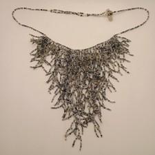 Vintage Glass Bead Bib Necklace Boho Chic Gorgeous Fringe Statement 20  