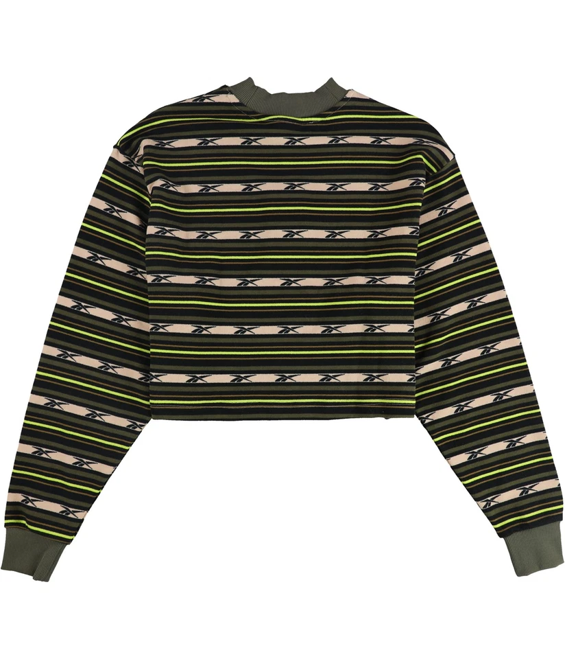 锐步女式经典 Camp Crop Crew 图形 T 恤,绿色,小号 — 第 2/2 张图片