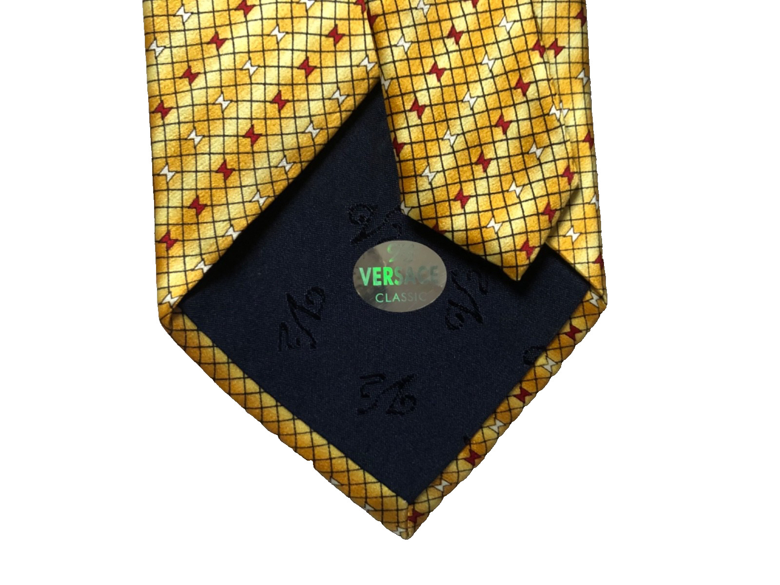 Rare Vintage Versace Classic v2 Silk Tie Luxury Designer Hand Made Gold Yellow image 3