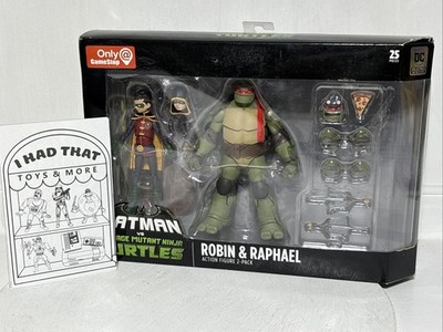 DC Collectibles Batman Vs TMNT Ninja Turtles Robin & Raphael GameStop 2 Pack NEW