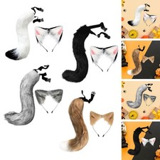 Cat Fox Ears and Tail Set Cosplay Costume Set for Halloween Dress up Performance