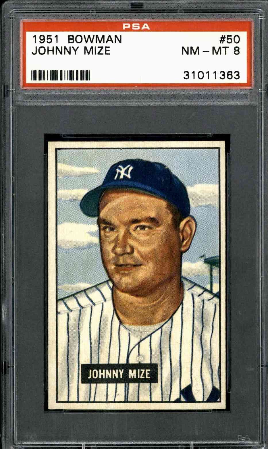 1951 Bowman #50 Johnny Mize - PSA 8