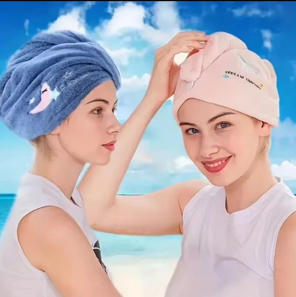 Nueva toalla para el cabello 2025, sombrero para el cabello de secado rápido, toallas para la cabeza para mujeres, linda toalla para el cabello para niñas Foto 3 de 4