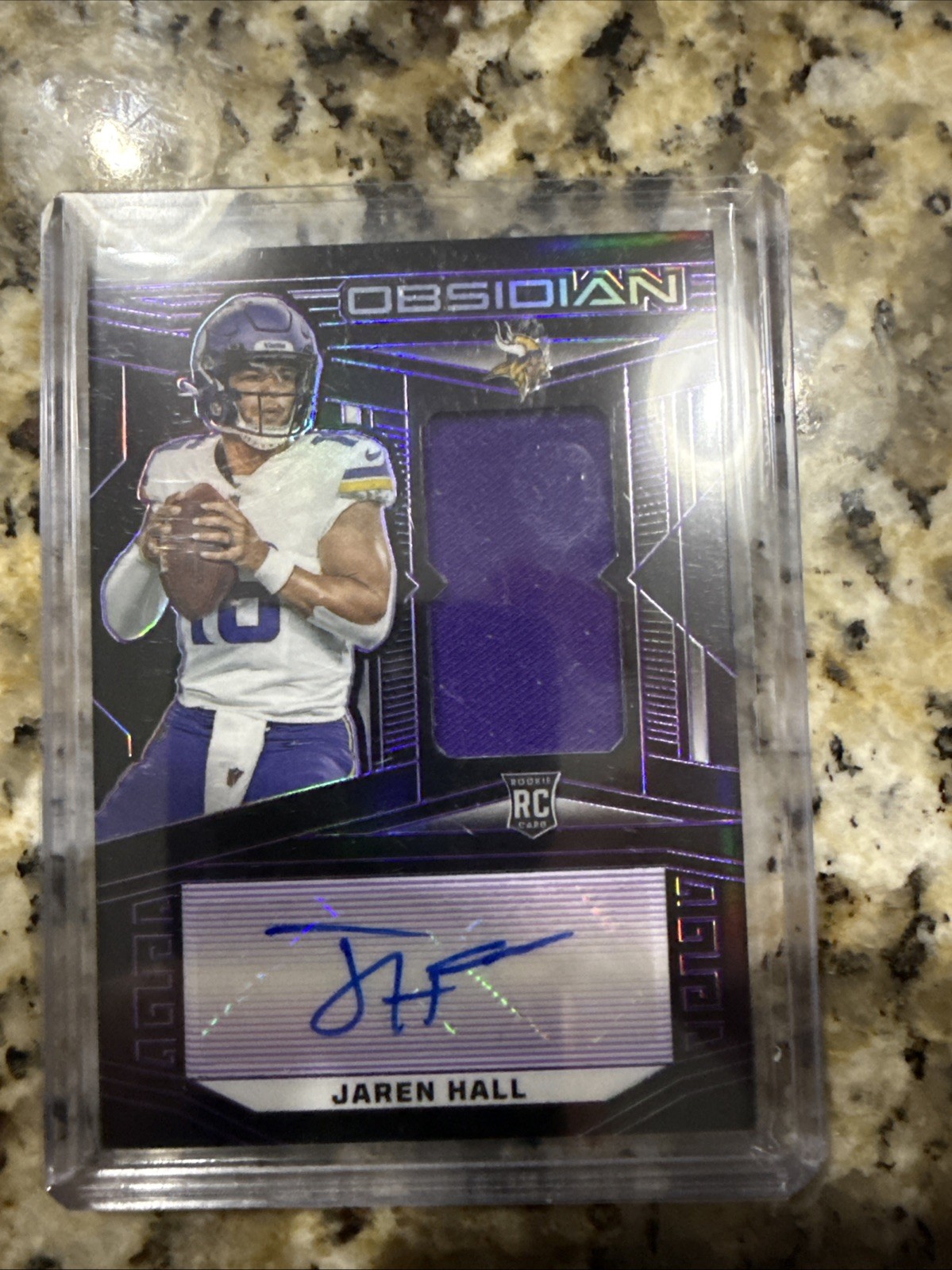 Jaren Hall 2023 Panini Obsidian RC Auto Patch Purple Etch SP /75 #209 Vikings