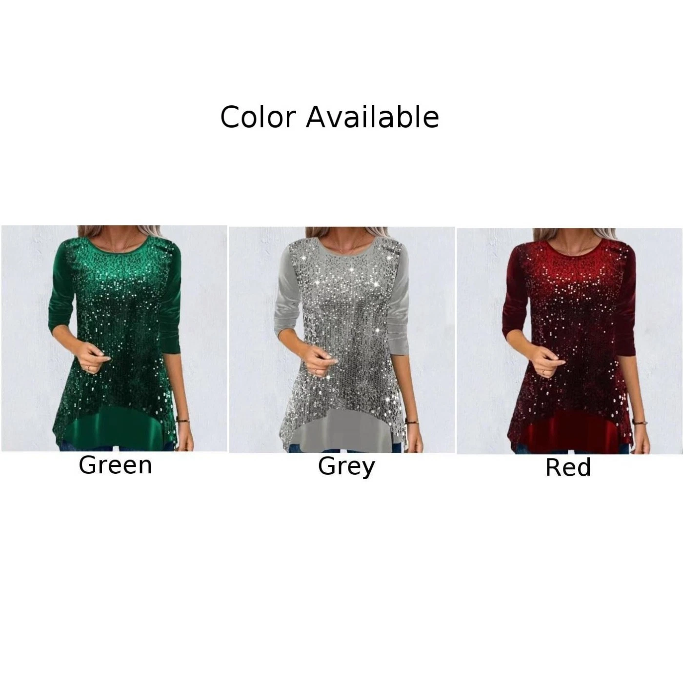 VETEMENTS Tunica scintillante paillettes manica lunga top da donna scollo a O abbigliamento casual