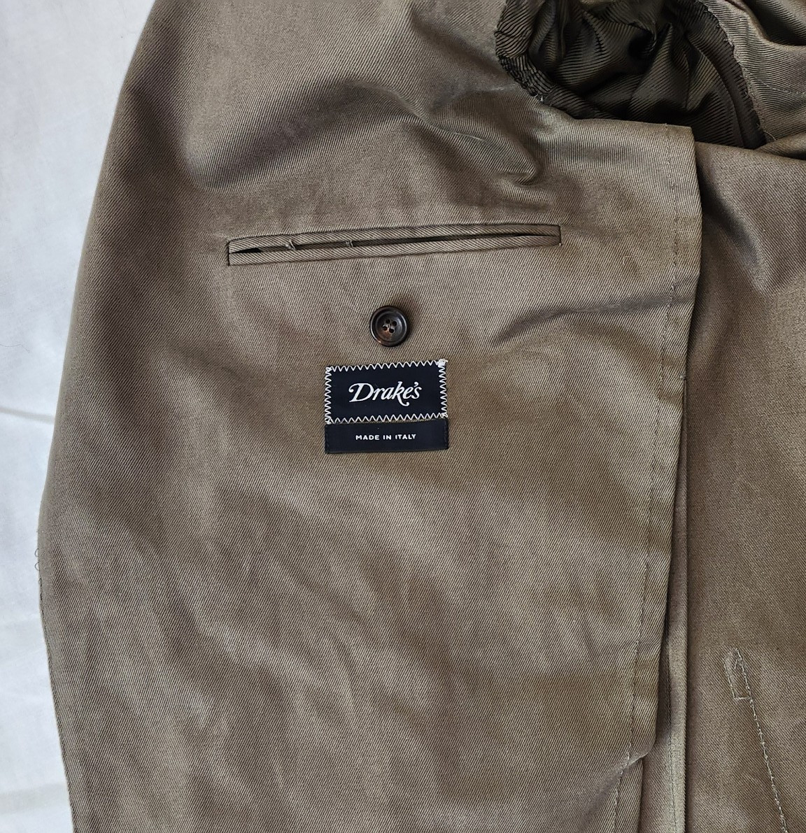 DRAKE'S Green Cotton Twill Sportcoat Jacket Blazer Sz US 38 / EU 48  Italy- NEW