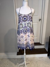 angie dress medium Y2K Boho Tassle Summer Dress Purple Racer back Lined Gauze