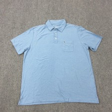 Vineyard Vines Polo Shirt Mens L Blue Striped Cotton Polyester Spandex EDGARTOWN