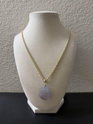 22 inch 2.5mm - 14k Yellow Gold Rope Chain & 10k Jade Buddha Pendant Combo