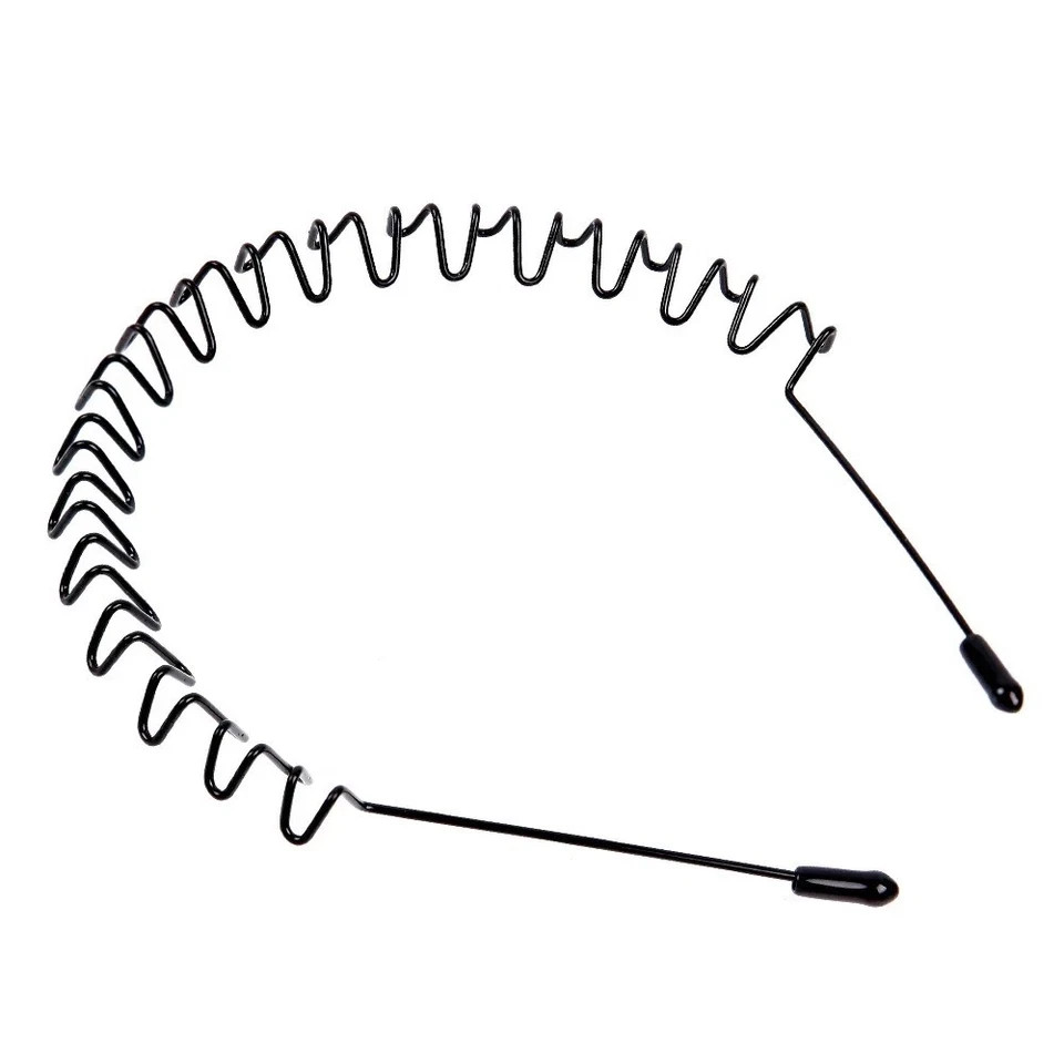 Metal Hair Headband Wave Style Hoop Band Comb Sports Hairband Men