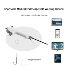 Disposable Medical Endoscope with Working Channel, 140  View, USB for PC/Phone