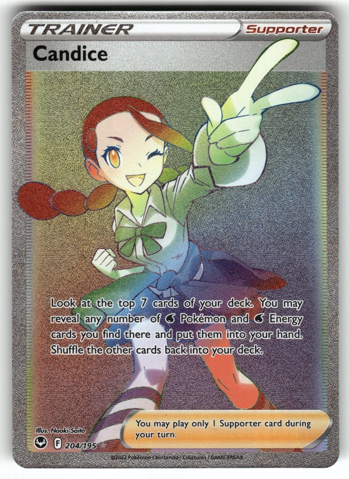 Candice 204/195 Rainbow Rare Silver Tempest Pokemon Near Mint