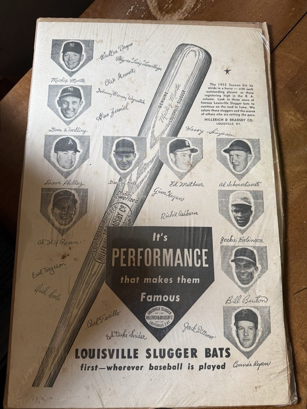 5 Original Louisville Slugger Store Ad Posters Mantle, Robinson, NO RESERVE