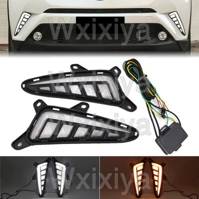 LED Daytime Running Light For Toyota C-HR CHR 2017-2019 Fog Lamp W/ Dynamic Turn