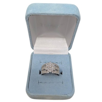 Epiphany 925 Sterling Silver Diamond-Look Cluster Ring 6g Sparkle Band Size 8