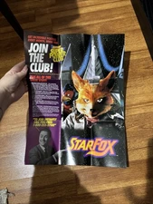 1994 Super Nintendo SNES Play It Loud Star Fox Power Club Poster Game Box Insert