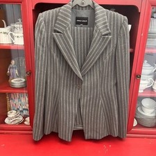 Vintage Giorgio Armani Wool Pinstriped 2pc Suit Grey White Size Italy 46 USA 10