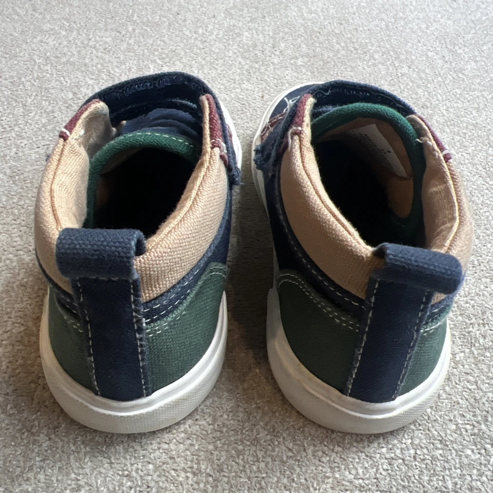 Tenis antiguos azul marino de caña alta de lona con doble correa azul marino marrón talla 8 Foto 3 de 4